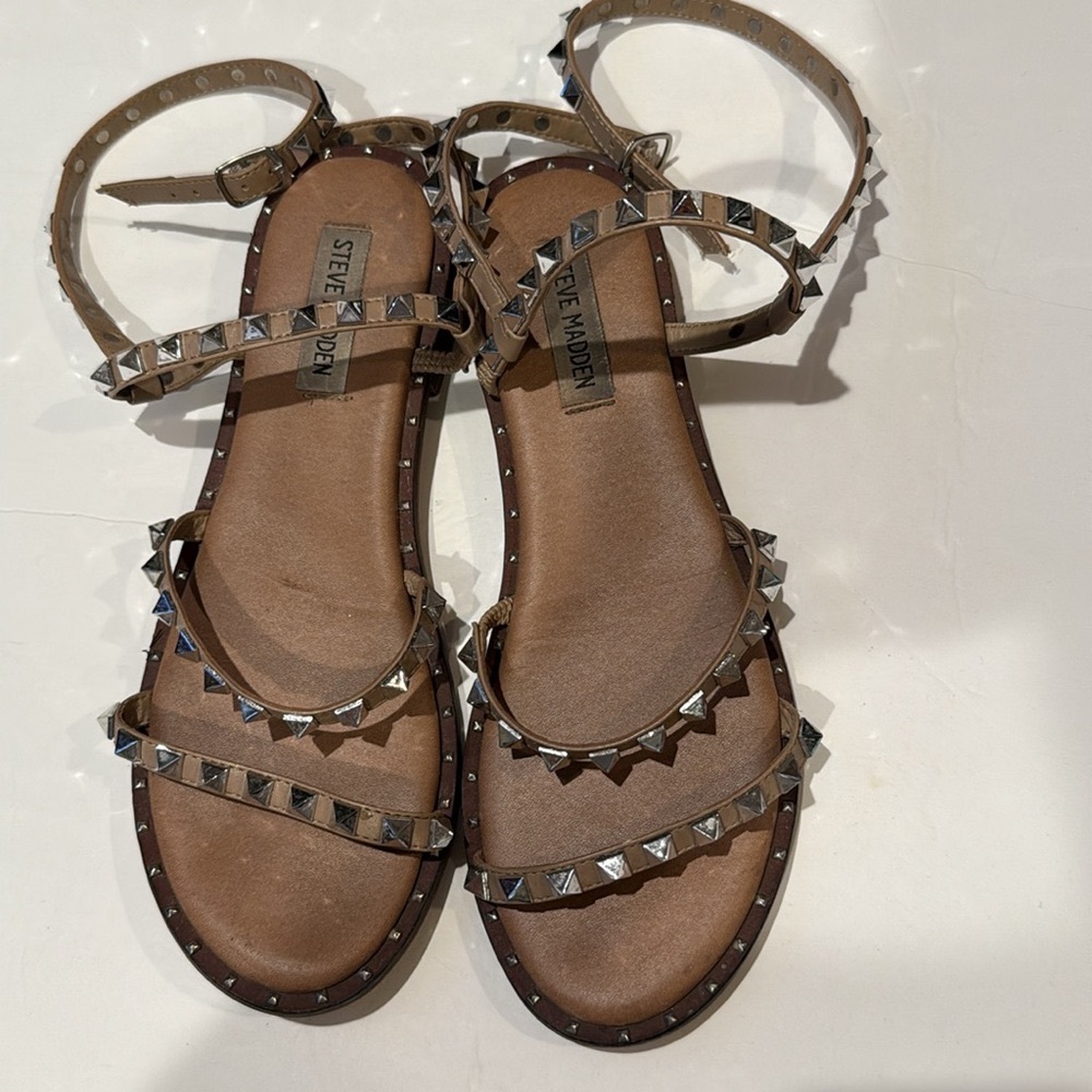 Steve Madden Tan Studded Sandals